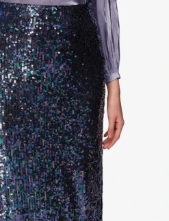 Whistles Sally Sequin-embellished Stretch Recycled-polyester Midi Skirt -Whistles Store R04069977 BLACK ALT04