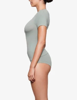 Round-neck Stretch Cotton-jersey T-shirt -Whistles Store R04071879 MINERAL ALT02