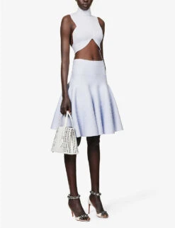 ALAIA High-neck Sleeveless Stretch-woven Top -Whistles Store R04076339 BLEUPASTEL ALT01