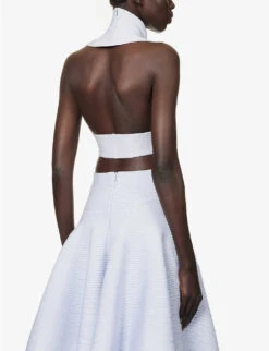 ALAIA High-neck Sleeveless Stretch-woven Top -Whistles Store R04076339 BLEUPASTEL ALT03