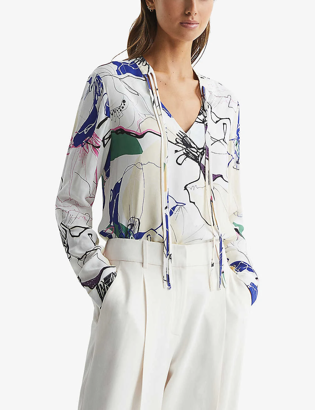 Reiss Mel Abstract-print Woven Top 5 Reiss Mel Abstract-print Woven Top - Image 3