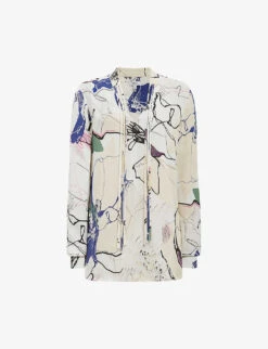 Reiss Mel Abstract-print Woven Top