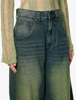 Jaded London Colossus Gradient-pattern Wide-leg High-rise Jeans 12 Jaded London Colossus Gradient-pattern Wide-leg High-rise Jeans -Whistles Store R04077335 BLUESANDBLASTWASH ALT04