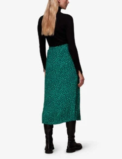 Whistles Lava Spot-print Buttoned Woven Midi Skirt -Whistles Store R04077984 MULTICOLOURED ALT03