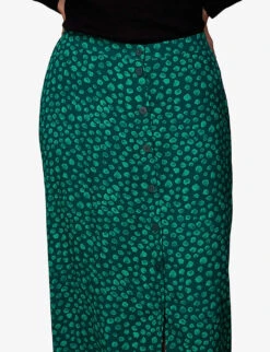 Whistles Lava Spot-print Buttoned Woven Midi Skirt -Whistles Store R04077984 MULTICOLOURED ALT04