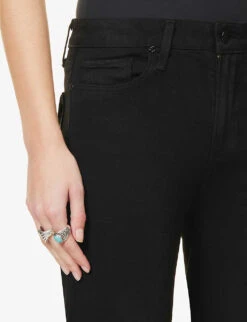 Paige Brand-patch Flared-leg High-rise Rayon-blend Jeans -Whistles Store R04078804 BLACKSHADOW ALT04