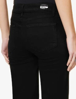 Paige Brand-patch Flared-leg High-rise Rayon-blend Jeans -Whistles Store R04078804 BLACKSHADOW ALT05