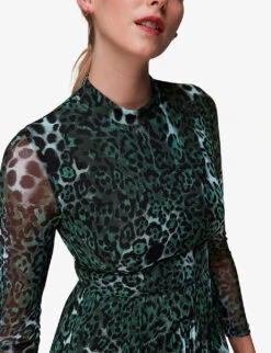 Whistles Animal-print Recycled Polyester-blend Midi Dress -Whistles Store R04080515 MULTICOLOURED ALT02