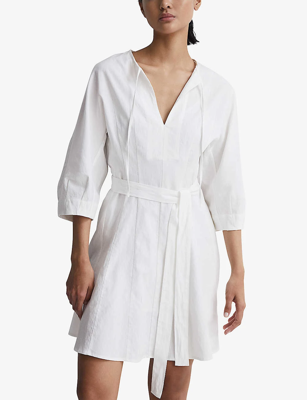 Reiss Freida Tie-neck Lyocell-blend Mini Dress 5 Reiss Freida Tie-neck Lyocell-blend Mini Dress - Image 3