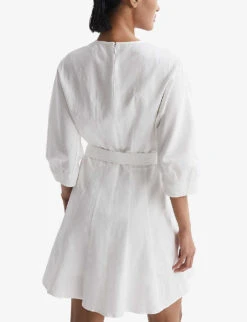 Reiss Freida Tie-neck Lyocell-blend Mini Dress 10 Reiss Freida Tie-neck Lyocell-blend Mini Dress -Whistles Store R04082304 CREAM ALT03