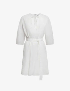 Reiss Freida Tie-neck Lyocell-blend Mini Dress