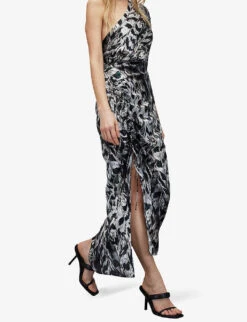 AllSaints Laura Ines-print EcoVero™ Viscose And Silk-blend Maxi Dress -Whistles Store R04082719 WHITEMONO ALT02