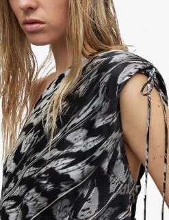 AllSaints Laura Ines-print EcoVero™ Viscose And Silk-blend Maxi Dress -Whistles Store R04082719 WHITEMONO ALT04
