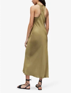 AllSaints Betina Racerback Satin Maxi Dress -Whistles Store R04082737 PALEOLIVEGRE ALT03