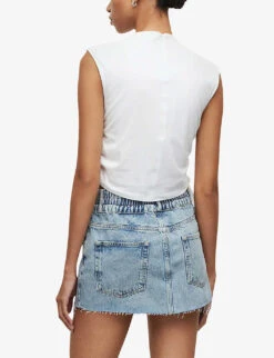 AllSaints Beta Funnel-neck Organic-cotton Top -Whistles Store R04085136 OPTICWHITE ALT03