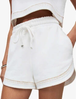 AllSaints Lila Crochet-trim Organic-cotton Shorts 11 AllSaints Lila Crochet-trim Organic-cotton Shorts -Whistles Store R04085137 CHALKWHITE ALT04
