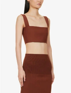 Victoria Beckham Body Slim-fit Stretch-woven Top 9 Victoria Beckham Body Slim-fit Stretch-woven Top -Whistles Store R04085476 BROWN ALT02