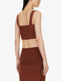 Victoria Beckham Body Slim-fit Stretch-woven Top 10 Victoria Beckham Body Slim-fit Stretch-woven Top -Whistles Store R04085476 BROWN ALT03