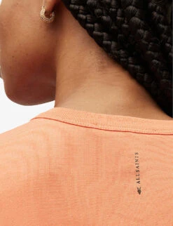 AllSaints Gigi Drawstring Cotton T-shirt -Whistles Store R04086668 FLUROORANGE ALT04