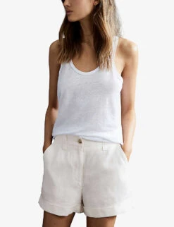 Reiss Demi Patch-pocket Linen Shorts -Whistles Store R04086958 WHITE ALT02