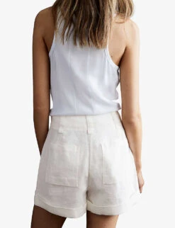 Reiss Demi Patch-pocket Linen Shorts -Whistles Store R04086958 WHITE ALT03