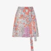 Reiss Elle Meadow-print Waist-tie Woven Mini Skirt -Whistles Store R04087003 CORALWHITE M