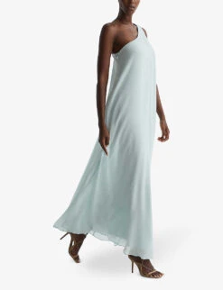 Reiss Charly One-shoulder Woven Maxi Dress -Whistles Store R04087007 GREEN ALT02