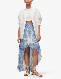 AllSaints Slvina Rafaela Paisley-print Woven Midi Skirt -Whistles Store R04087364 BLUE ALT02