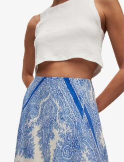 AllSaints Slvina Rafaela Paisley-print Woven Midi Skirt -Whistles Store R04087364 BLUE ALT04