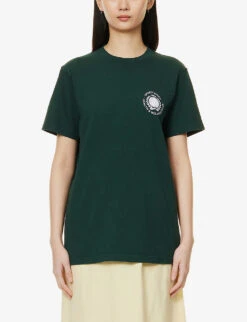 Globe Logo-print Cotton-jersey T-shirt -Whistles Store R04090254 FORESTWHITE ALT02