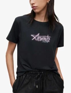 AllSaints Vivia Grace Logo Organic Cotton T-shirt 9 AllSaints Vivia Grace Logo Organic Cotton T-shirt -Whistles Store R04091323 BLACK ALT02