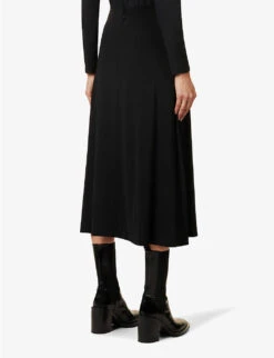 Jil Sander Flared-hem Asymmetric Stretch-woven Midi Skirt 10 Jil Sander Flared-hem Asymmetric Stretch-woven Midi Skirt -Whistles Store R04092791 BLACK ALT03