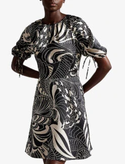 Ted Baker Printed Woven Mini Dress -Whistles Store R04093072 BLACK ALT02