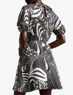Ted Baker Printed Woven Mini Dress -Whistles Store R04093072 BLACK ALT03