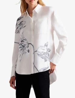 Ted Baker Floral-print Woven Shirt -Whistles Store R04093074 WHITE ALT02