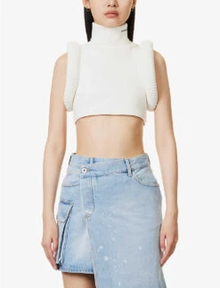 Rowing Brand-print Stretch-knit Top -Whistles Store R04093973 WHITEBLACK ALT02