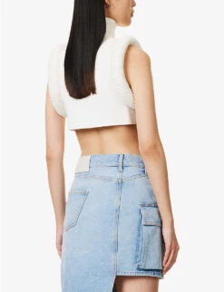 Rowing Brand-print Stretch-knit Top -Whistles Store R04093973 WHITEBLACK ALT03