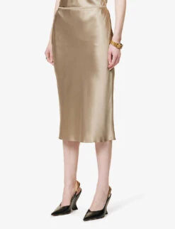 Joseph Isaak High-rise Silk-satin Midi Skirt 9 Joseph Isaak High-rise Silk-satin Midi Skirt -Whistles Store R04095183 PEWTER ALT02