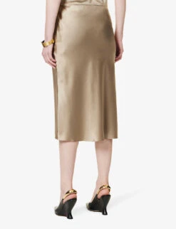 Joseph Isaak High-rise Silk-satin Midi Skirt 10 Joseph Isaak High-rise Silk-satin Midi Skirt -Whistles Store R04095183 PEWTER ALT03