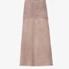 Joseph Sacha Exposed-seam Suede Midi Skirt -Whistles Store R04095408 TRUFFLE M