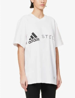 Adidas By Stella Mccartney Logo-print Relaxed-fit Organic Cotton And Recycled Polyester-blend T-shirt -Whistles Store R04096443 WHITE ALT02