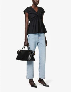 TOVE Olivia Peplum-hem Organic-cotton Top -Whistles Store R04096564 BLACK ALT01