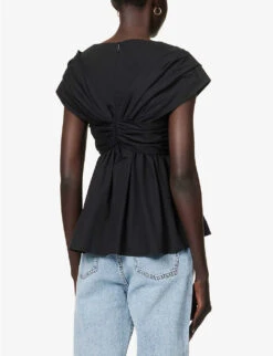 TOVE Olivia Peplum-hem Organic-cotton Top -Whistles Store R04096564 BLACK ALT03
