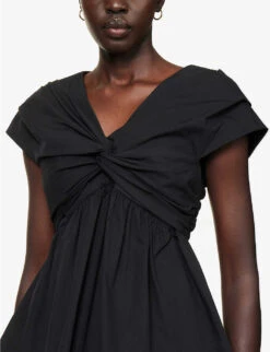 TOVE Olivia Peplum-hem Organic-cotton Top -Whistles Store R04096564 BLACK ALT04