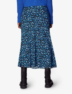 Whistles Floral-pint Woven Midi Skirt -Whistles Store R04099235 MULTICOLOURED ALT03