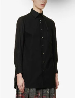 Classic Piqué-texture Cotton Shirt -Whistles Store R04099428 BLACK ALT02