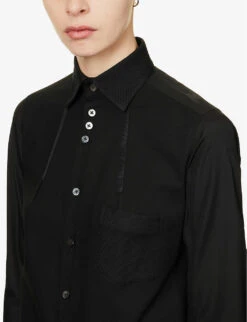 Classic Piqué-texture Cotton Shirt -Whistles Store R04099428 BLACK ALT04