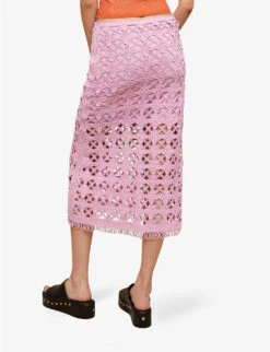 Maje Juliette Open-cut Embroidery Cotton Midi Skirt -Whistles Store R04101510 VIOLETS ALT02