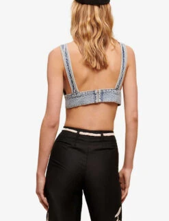 Maje Rhinestones-embellished Denim Bra Top -Whistles Store R04101536 BLEUS ALT03
