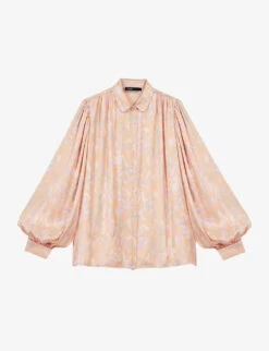 Maje Printed Voluminous-sleeve Recycled-polyester Shirt